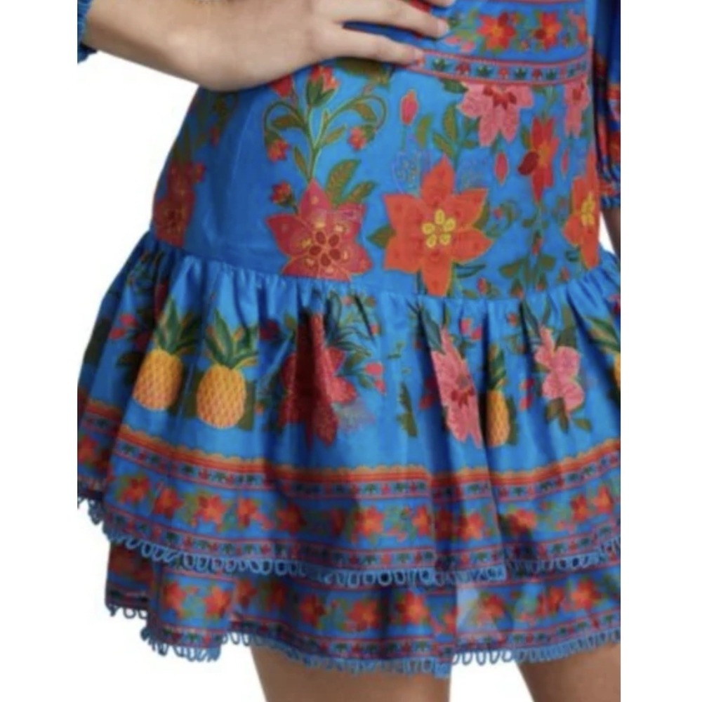 Farm Rio Tapestry Mini Skirt Women's‎ Size XS Tropical Ruffle Floral Resort